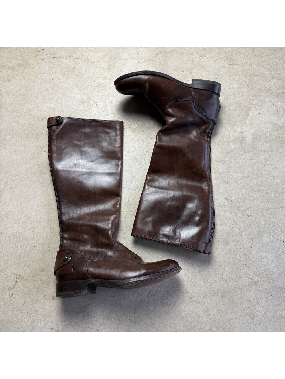 FRYE Riding Boots Melissa Button Back Zip Genuine Leather Long Boots 7.5